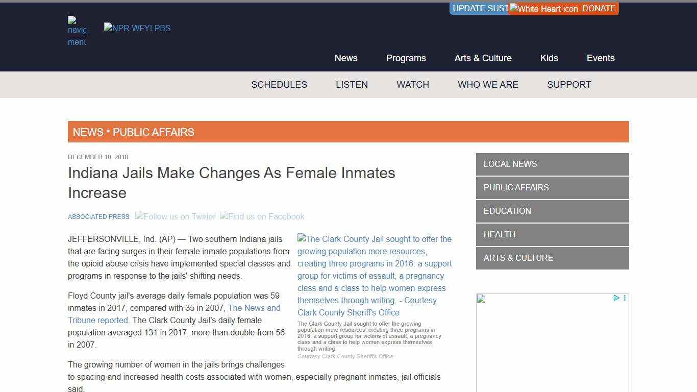 Indiana Jails Make Changes As Female Inmates Increase